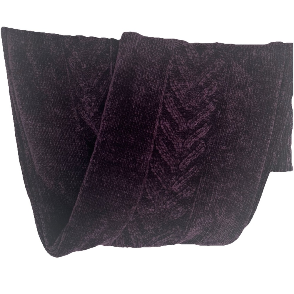 Lauren Ralph‎ Lauren Chenille Knit Scarf Purple Rayon Blend Heritage Old Money